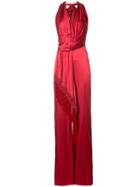 Marchesa Fringed Sash Flared Jumpsuit