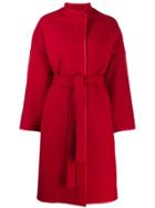 Pinko Leather Trim Coat - Red