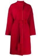 Pinko Leather Trim Coat - Red