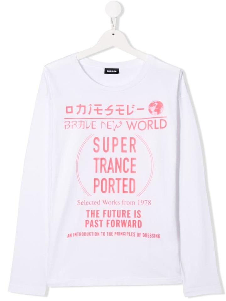 Diesel Kids Printed Logo T-shirt - White