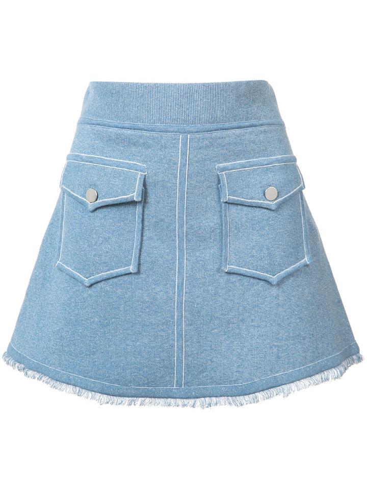 Derek Lam 10 Crosby A-line Pocket Skirt, Women's, Size: Small, Blue, Cotton
