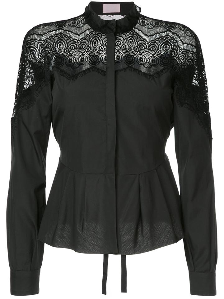 Giamba Lace Peplum Blouse - Black