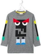 Fendi Kids Monster Print T-shirt, Boy's, Size: 12 Yrs, Grey