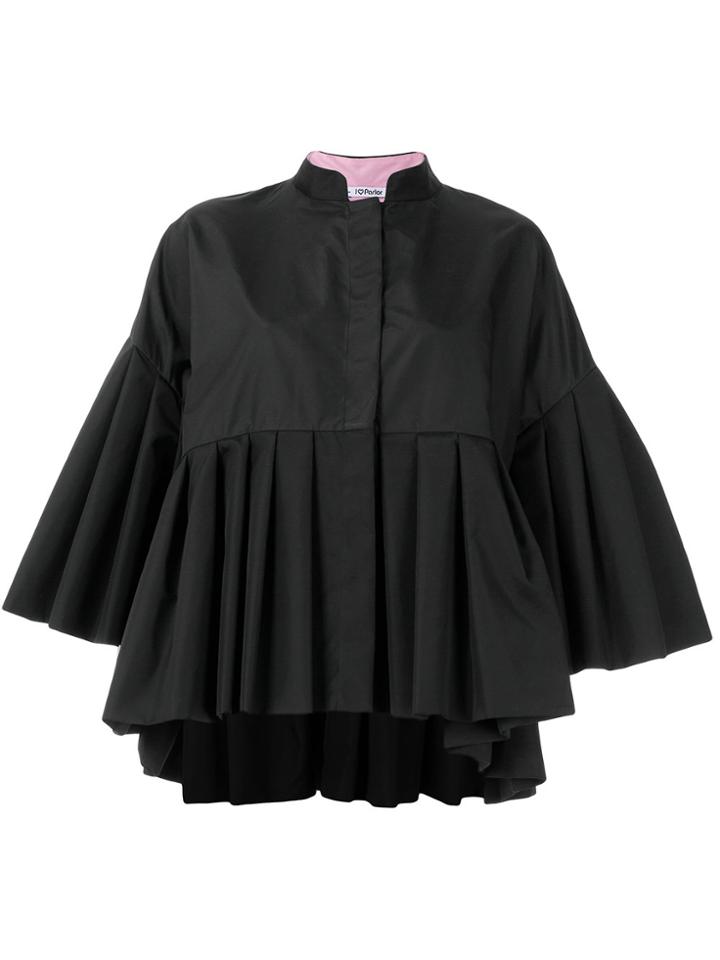 Parlor Pleated-hem Flared Jacket - Black