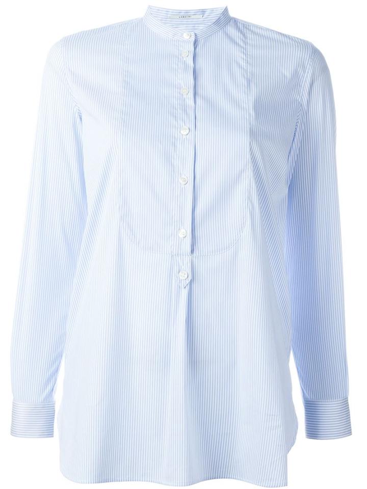 Lardini Band Collar Stripped Shirt