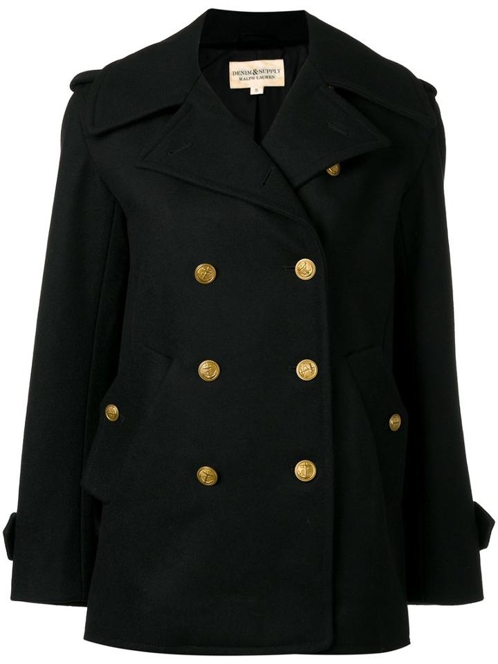 Ralph Lauren Denim & Supply Double-breasted Peacoat, Women's, Size: Small, Black, Polyester/wool/acetate