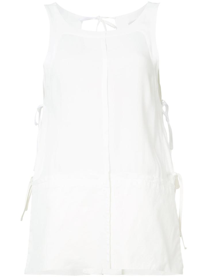 Hache Sleeveless Tie Blouse - White