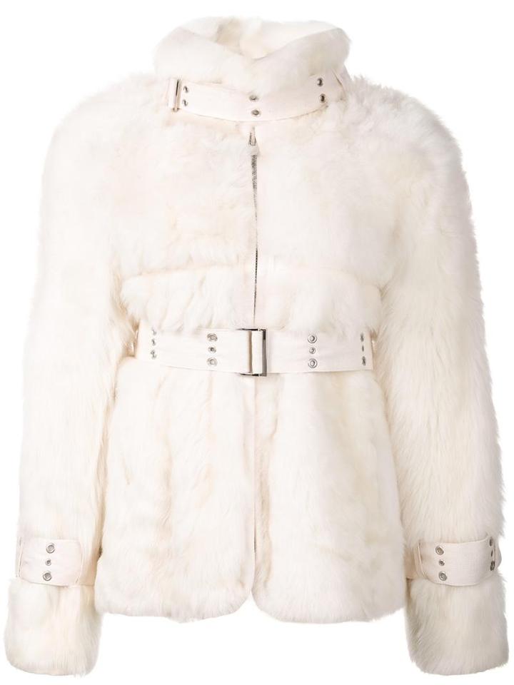 Sacai Shearling Jacket, Women's, Size: 2, White, Cupro/cotton/lamb Fur