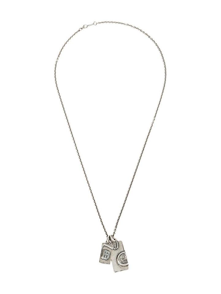 Tobias Wistisen Plaques Pendant Short Necklace, Men's, Metallic