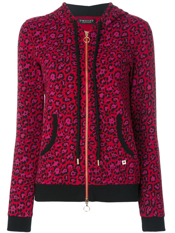Twin-set Leopard Zipper Hoodie - Multicolour