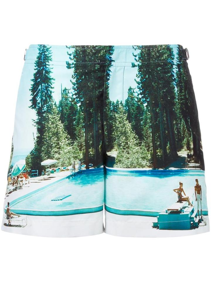 Orlebar Brown Swimming Pool Print Swim Shorts, Men's, Size: 31, Blue, Polyester