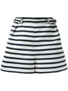 Carven - Striped Shorts - Women - Polyester/acetate/viscose - 36, White, Polyester/acetate/viscose