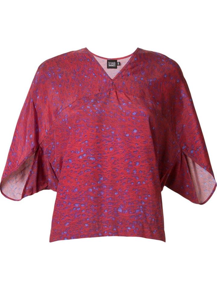 Fernanda Yamamoto V-neck Printed Blouse, Women's, Size: 40, Red, Viscose