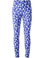 Emanuel Ungaro Flower Printed Leggings, Women's, Size: 40, Blue, Rayon/other Fibres
