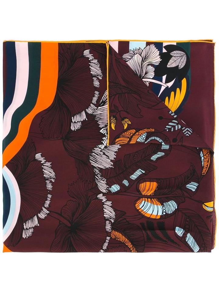 Fendi Hypnogarden Print Scarf, Women's, Pink/purple, Silk
