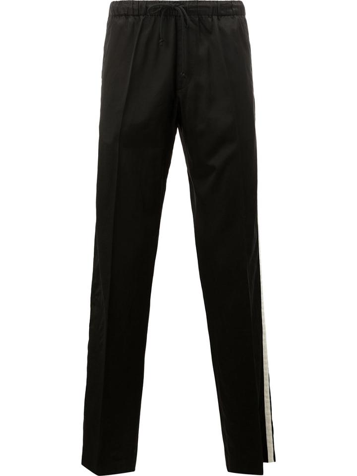 Dries Van Noten Stripe Side Trousers, Men's, Size: 54, Black, Cotton/viscose