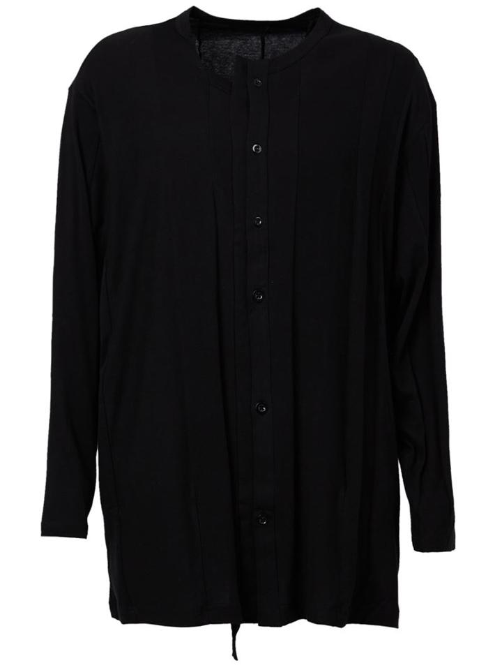 Yohji Yamamoto Collarless Pleated Shirt