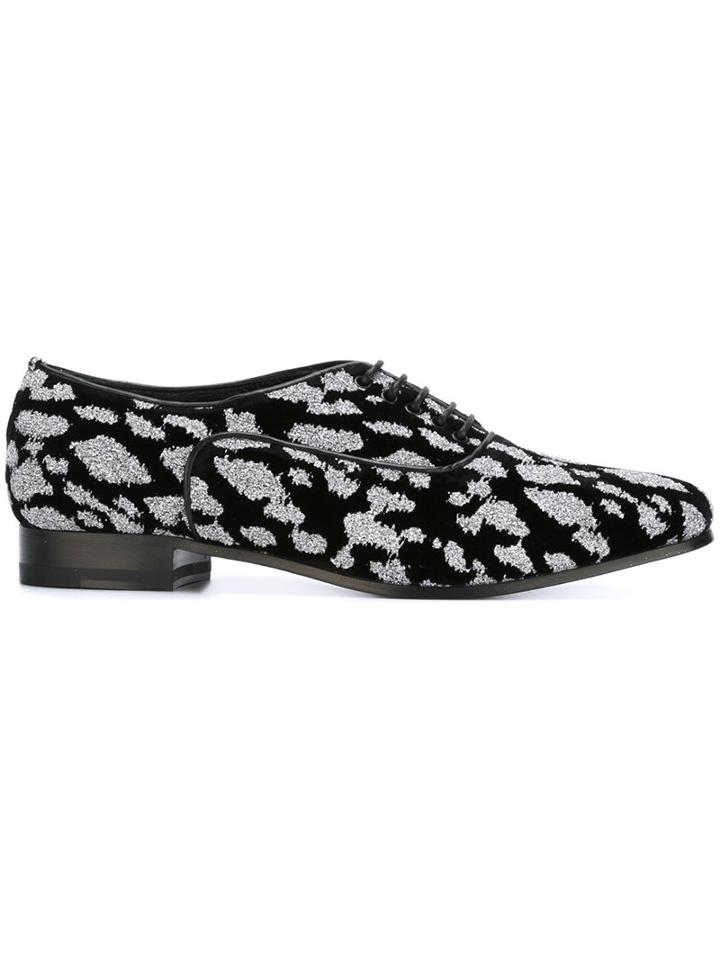 Saint Laurent Glitter Detail Lace-up Shoes