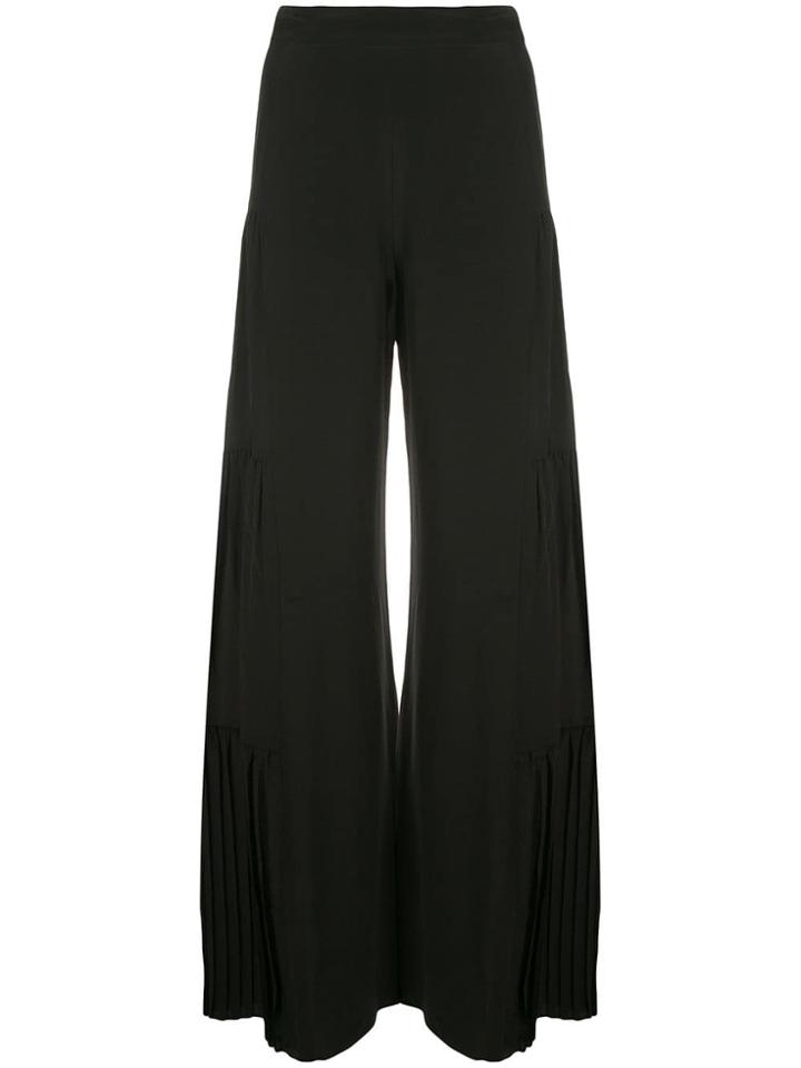 Alexis Pleated Detail Palazzo Trousers - Black
