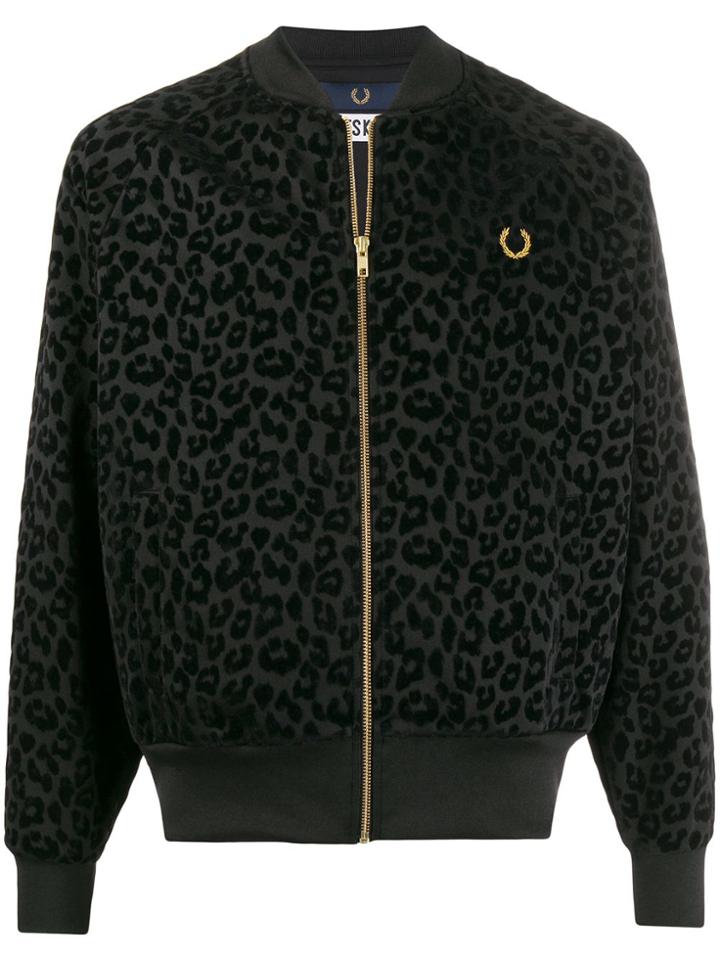 Fred Perry Miles Kane Lepoard Track Jacket - Black