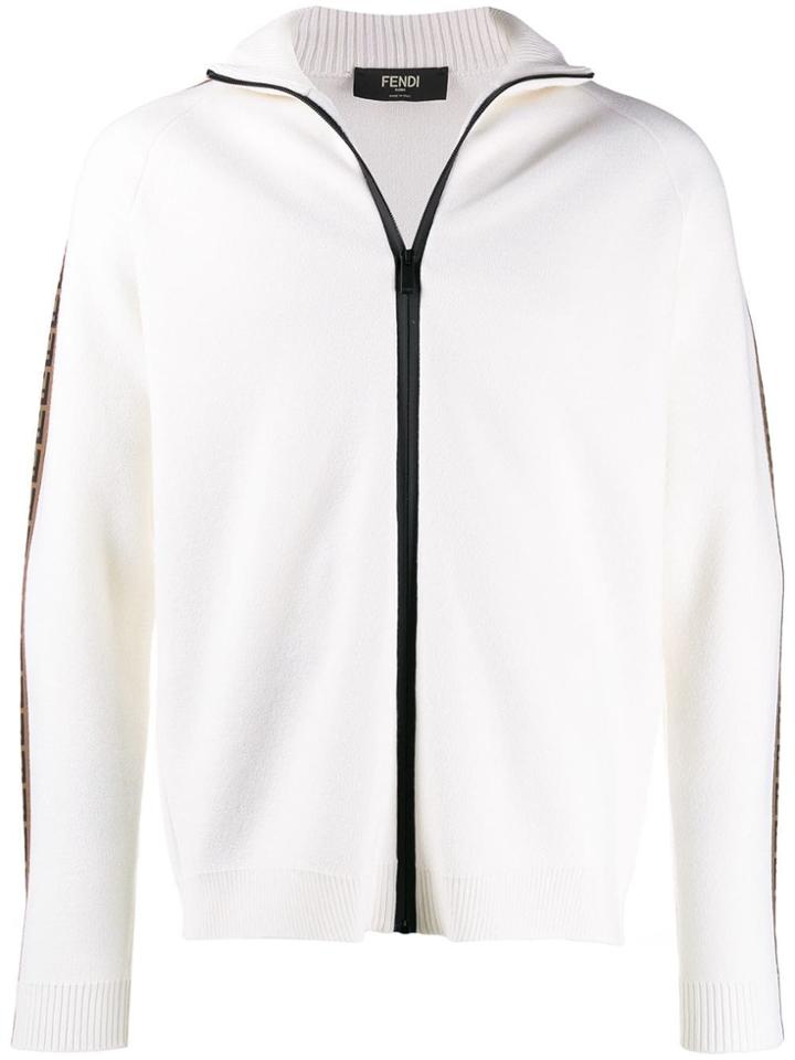 Fendi Ff Motif Stripe Cardigan - White