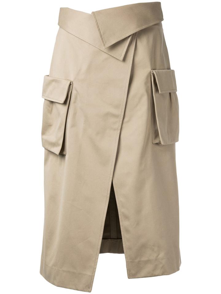 Monse - Front Split Skirt - Women - Cotton - 4, Nude/neutrals, Cotton