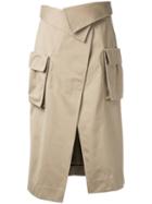 Monse - Front Split Skirt - Women - Cotton - 4, Nude/neutrals, Cotton
