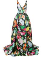 Monique Lhuillier Floral Print Gown - Multicolour