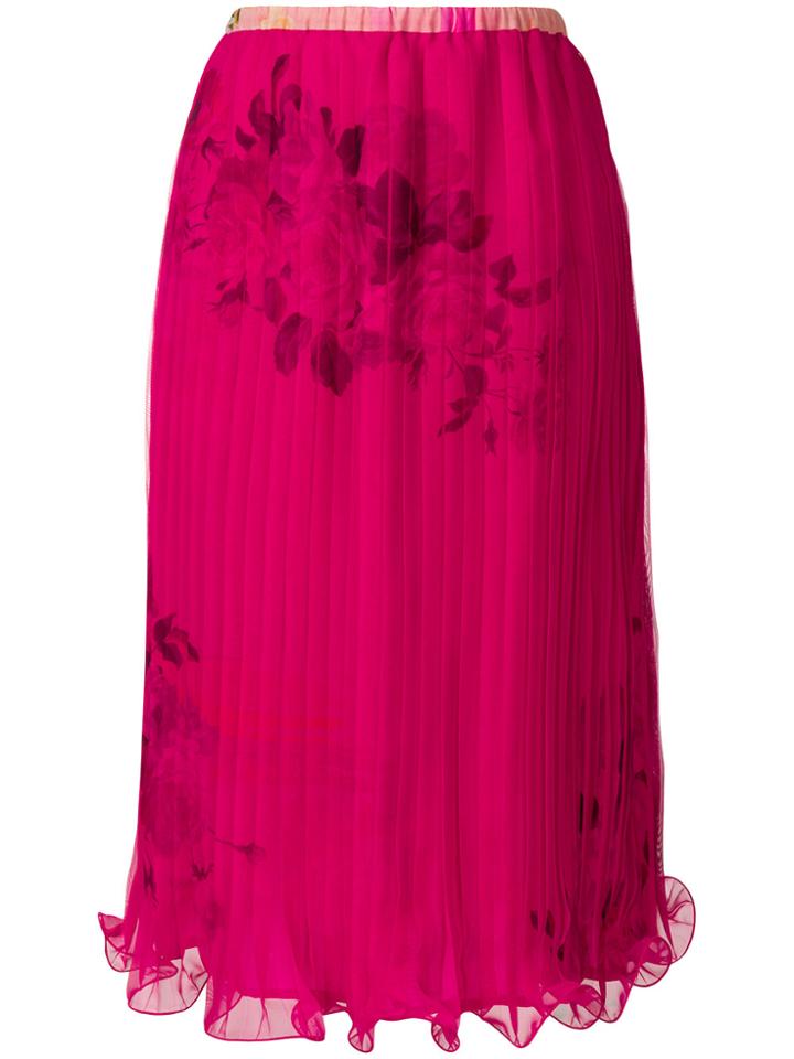 Antonio Marras Floral Pleated Midi Skirt - Pink & Purple