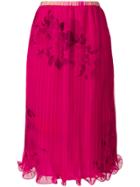 Antonio Marras Floral Pleated Midi Skirt - Pink & Purple