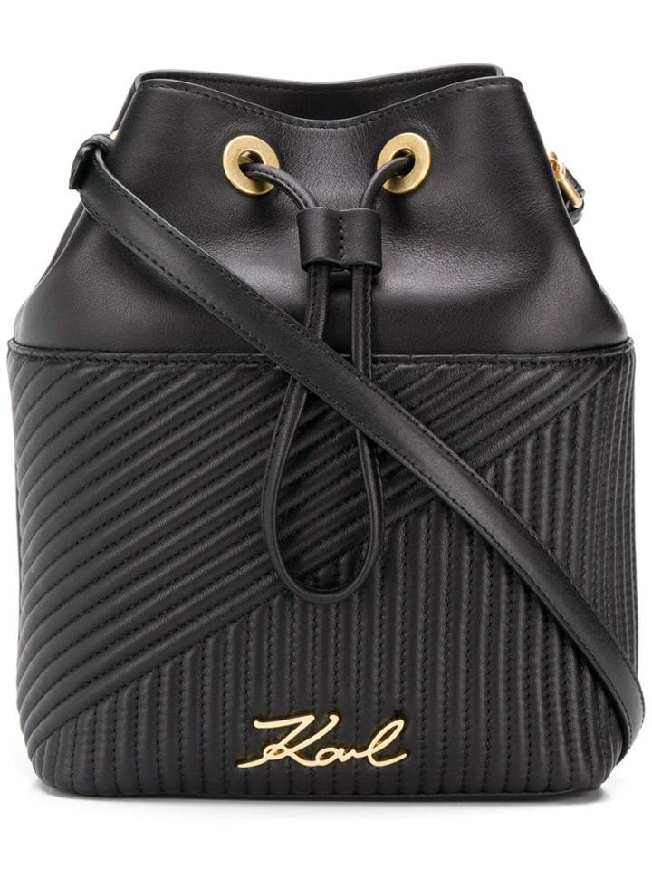 Karl Lagerfeld K/signature Quilted Bucket Bag - Black