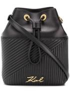 Karl Lagerfeld K/signature Quilted Bucket Bag - Black