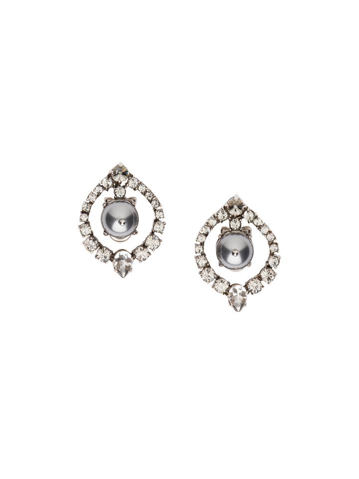 Miu Miu Pearl And Crystals Earrings - Metallic