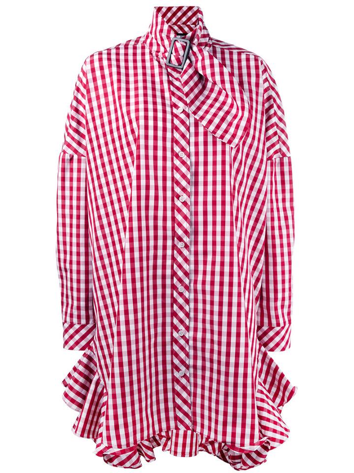 House Of Holland - Gingham Shirt Dress - Women - Cotton/polyester - 10, Red, Cotton/polyester