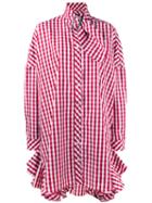 House Of Holland - Gingham Shirt Dress - Women - Cotton/polyester - 10, Red, Cotton/polyester