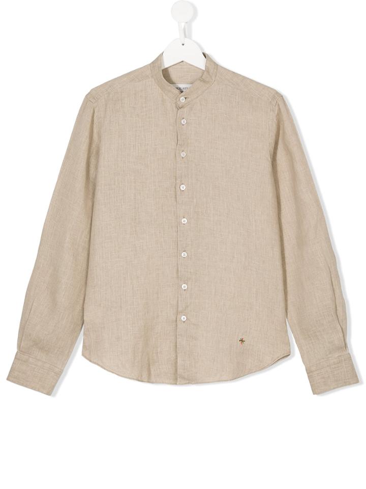 Manuel Ritz Kids Grandad Collar Shirt - Nude & Neutrals