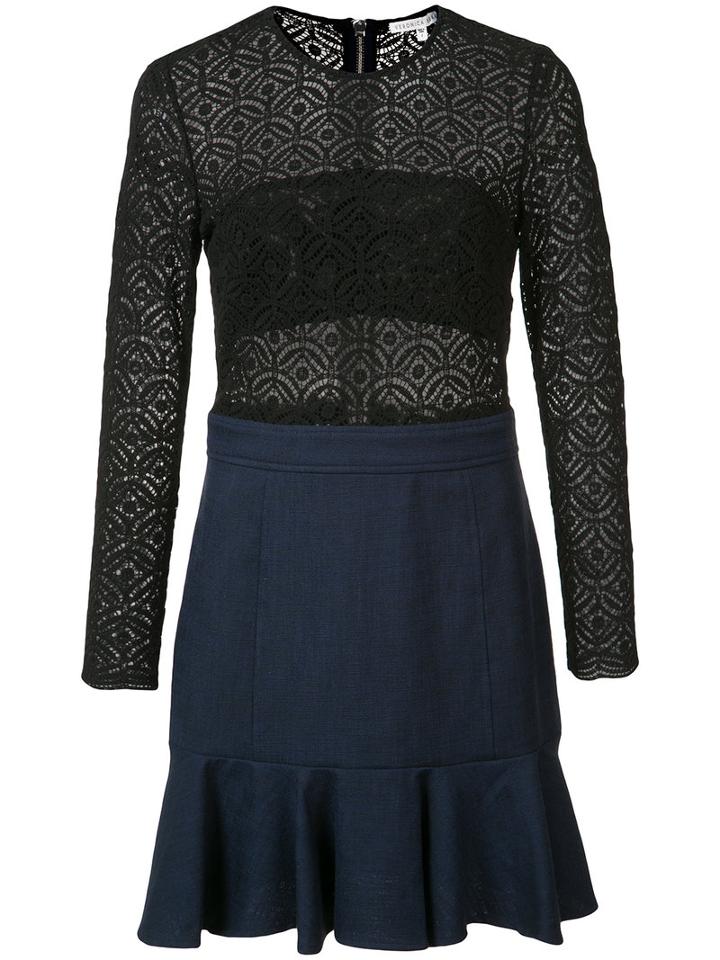 Veronica Beard Long Sleeve Crochet Dress, Women's, Size: 8, Black, Cotton/polyester/spandex/elastane