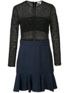Veronica Beard Long Sleeve Crochet Dress, Women's, Size: 8, Black, Cotton/polyester/spandex/elastane