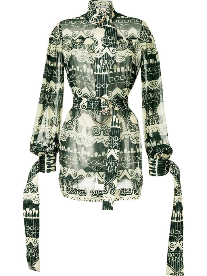 Self-portrait Belted Longsleeved Blouse - Green