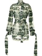 Self-portrait Belted Longsleeved Blouse - Green