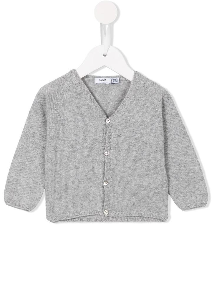 Knot - 'layette' Basic Cardigan - Kids - Polyamide/viscose/cashmere/merino - 1 Mth, Newborn Boy's, Grey