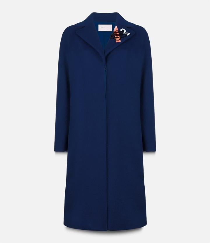 Christopher Kane Short Peacoat With Tape, Women's, Size: 38, Blue, Acetate