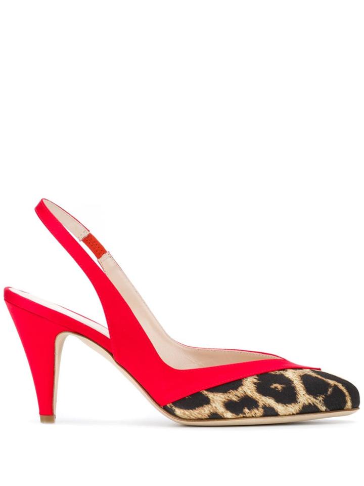 Gia Couture Leopard Print Slingback Sandals - Red