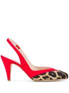 Gia Couture Leopard Print Slingback Sandals - Red