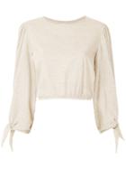 Framed Top Cropped Sleeves Cotton Knot Framed - Neutrals