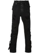 Unravel Destroyed Effect Skinny Jeans, Men's, Size: 30, Black, Polyester/cotton/spandex/elastane