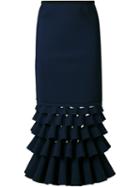 Dion Lee Slash Ruffle Skirt, Women's, Size: 6, Blue, Polyamide/polyester/spandex/elastane