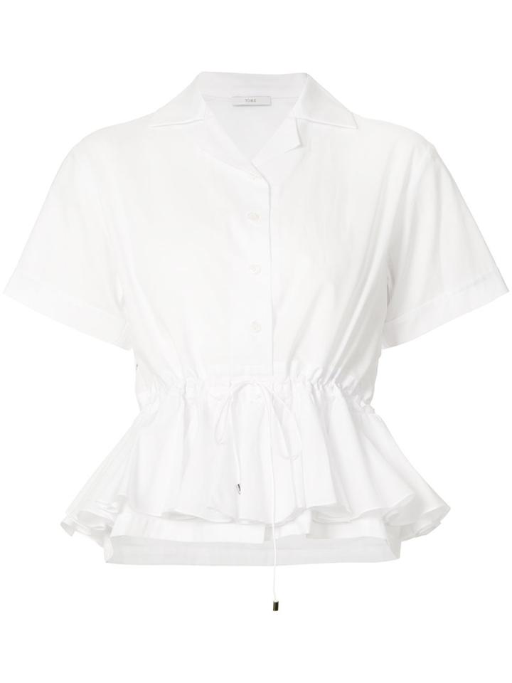 Tome - Frill Detail Blouse - Women - Cotton - Xs, White, Cotton