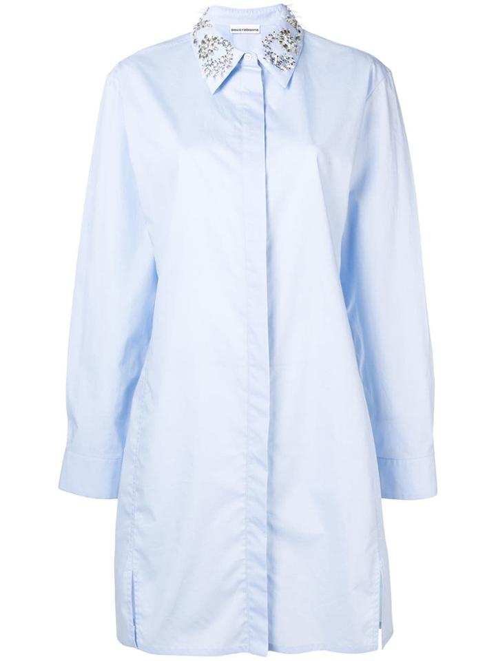 Paco Rabanne Crystal Embellished Shirt Dress - Blue