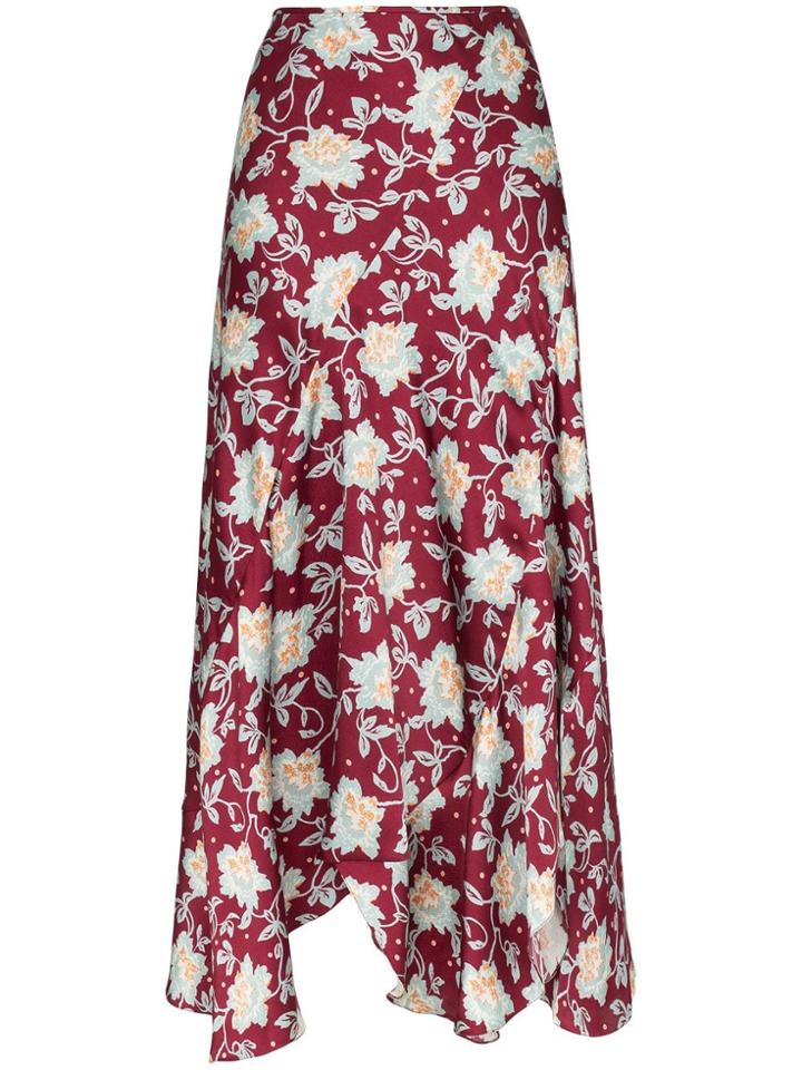 Chloé Floral Print Midi Skirt - Red